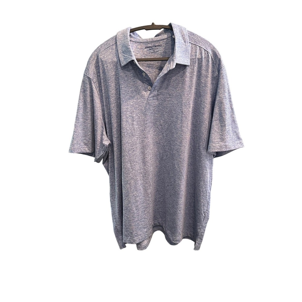 Johnston & Murphy Performance Polo Shirt Mens XXL Blue Heather Short Sleeve Golf